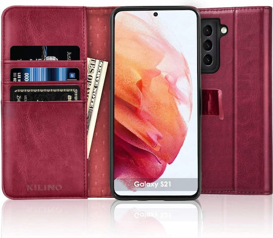 Protective Flip Case for Samsung Galaxy S21+ in Burgundy Leather