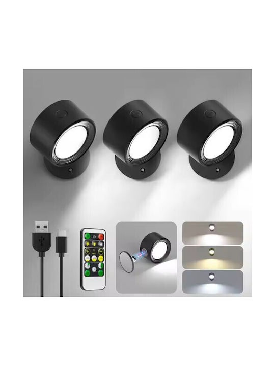 Se Led 4 Mizu Black Wall Battery Led Lamp Recharcheable 8x4,5cm 3,5w 2000mah 3cct Charging Time