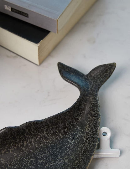 Ceramic Decorative Platter Whale Seinhijo Black 29x14x3cm