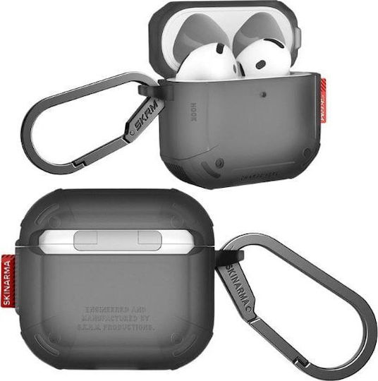 Skinarma Mecha Ce Θήκη Σιλικόνης με Γάντζο Smoke για Apple AirPods 4