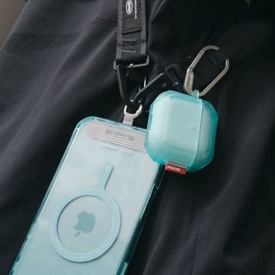 Skinarma Mecha Ce Case Silicone with Hook in Turquoise color for Apple AirPods 4