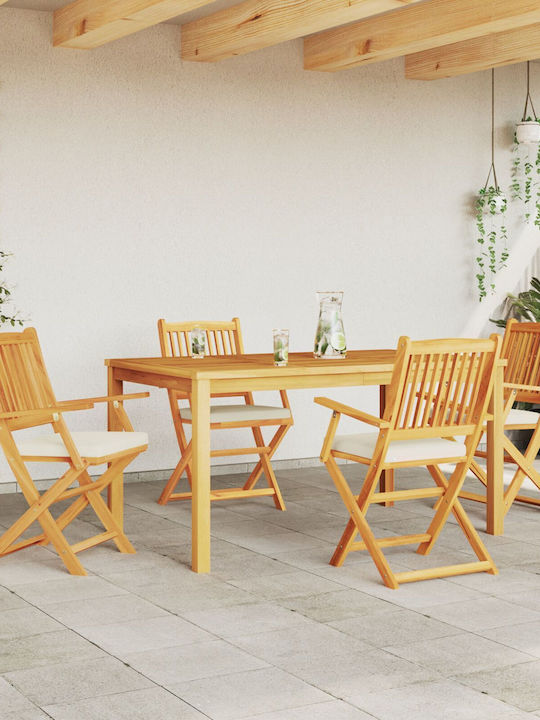 Outdoor-Stuhl Hölzernes Braun mit Kissen 4Stück