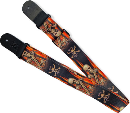 Sx Gsp2fs Fire Skull Guitar Strap