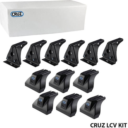Auto Gs Legs Ends Bars & Roof Racks Cruz Lcv 934-409 Dacia Dokker 13+ Renault Express 21+ Set of 6 Pieces 51152