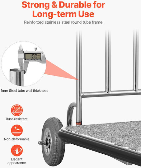 Vevor Transport Trolley for Weight Load up to 272kg Silver