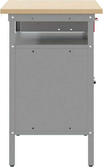 Vidaxl Desk Closed Door Red 100x55x85 cm Steel Grey