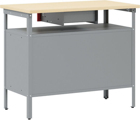Vidaxl Desk Closed Door Red 100x55x85 cm Steel Grey