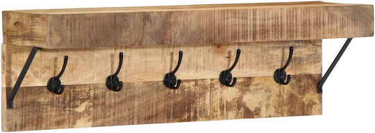 vidaXL Wooden Wall Hanger Brown 73x19x23cm 1pc