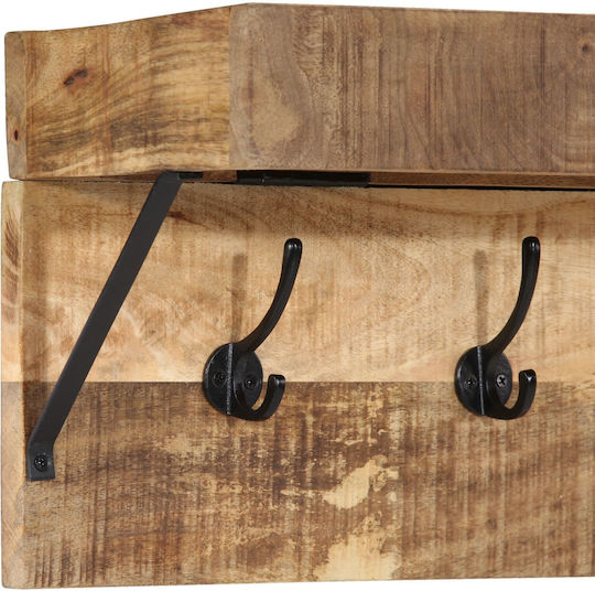 vidaXL Wooden Wall Hanger Brown 73x19x23cm 1pc