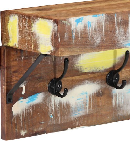vidaXL Wooden Wall Hanger 10 Hooks Brown 73x19x23cm