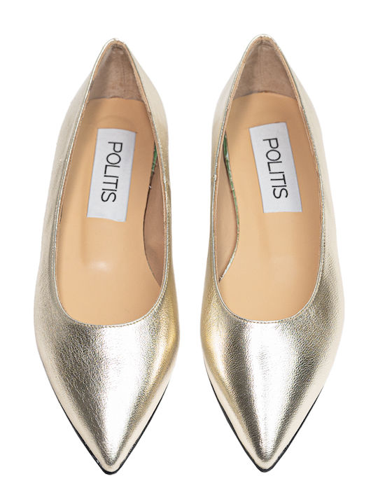 Anatomic Leather Pointy Ballerinas Gold