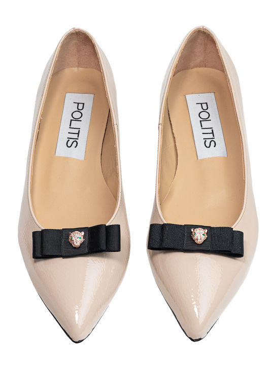 Anatomic Leather Pointy Ballerinas Beige