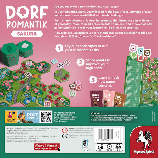 Επιτραπέζιο Παιχνίδι Dorfromantik Sakura για 1-6 Παίκτες 10+ Ετών (EN) Pegasus Spiele