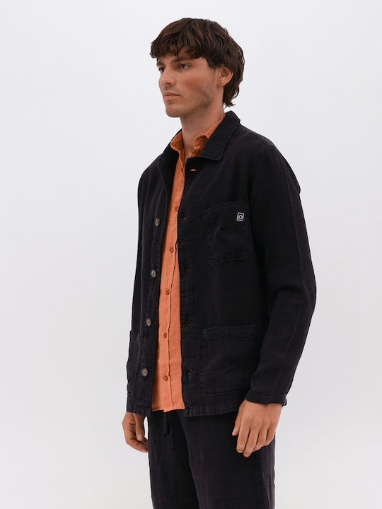 Overshirt Din In Mânecă Lungă Negru