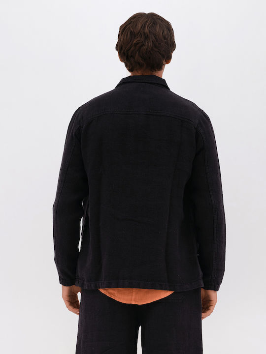 Overshirt Din In Mânecă Lungă Negru