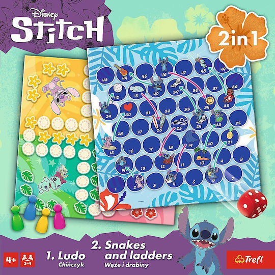 Board Game Stitch 2-in-1: Ludo / Snakes and Ladders for 2-4 Players 4+ Years Old (PL) Trefl