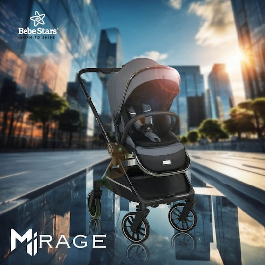 Bebe Stars Mirage Ρυθμιζόμενο Καρότσι 3 σε 1 Kατάλληλο για Nεογέννητο Grey