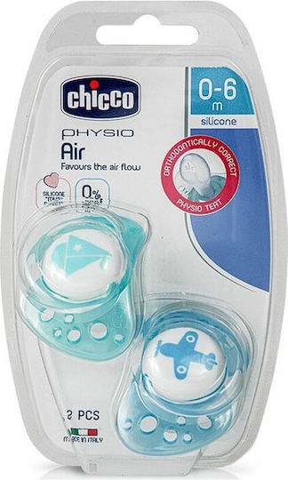 Chicco Physio Pacifiers Silicone Airplane/Boat - Sky Blue for 0-6 months 2pcs