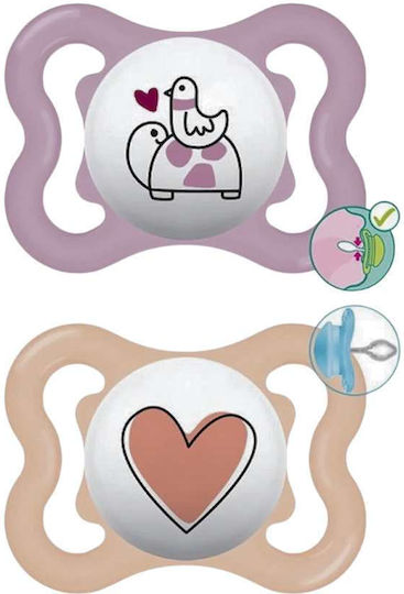 Mam Pacifiers Silicone Turtle - Heart - Pink - Orange for 2-6 months 2pcs