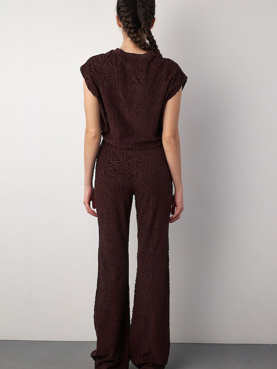 High Waist Sweatpants Flared Brown