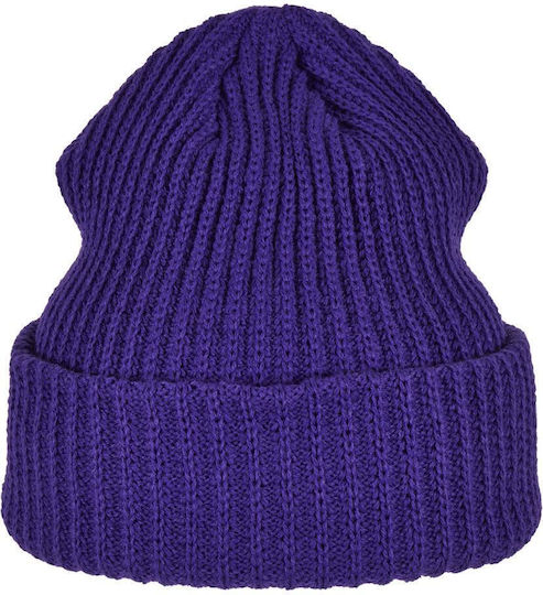 Beanie Unisex Beanie with Rib Knit in Purple color