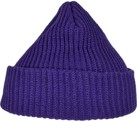 Beanie Unisex Beanie with Rib Knit in Purple color