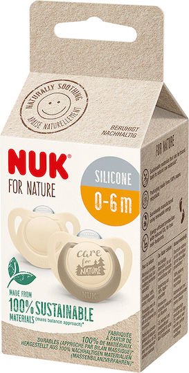 Nuk Nature Schnuller Silikon Natur - Beige für 0-6 Monate 2Stück