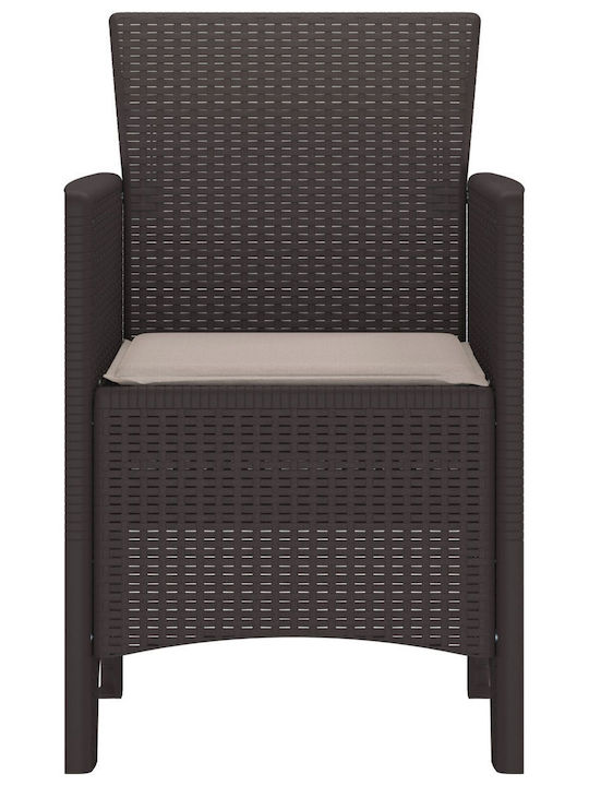 Fotoliu de exterior Plastic Καφέ, Ταοπέ cu pernă 2buc 53x49x85cm