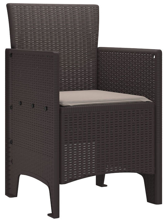 Fotoliu de exterior Plastic Καφέ, Ταοπέ cu pernă 2buc 53x49x85cm