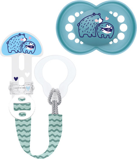 Mam Orthodontic Pacifiers Silicone Clip It Blue for 6-16 months 2pcs