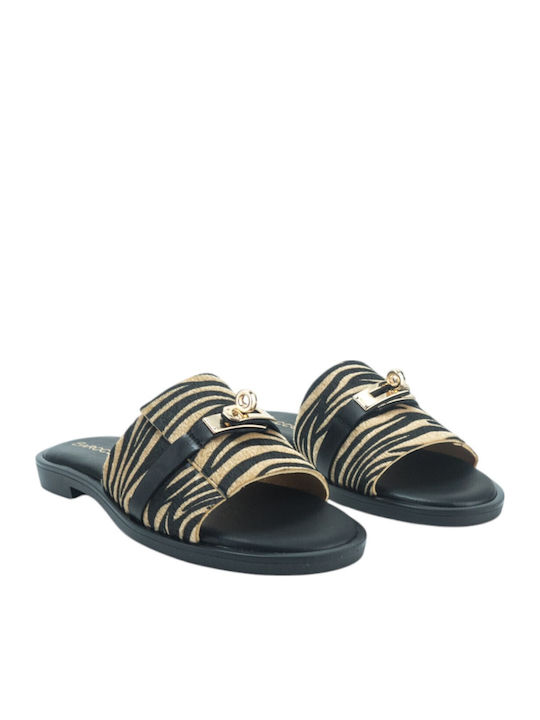 Δερμάτινα Γυναικεία Σανδάλια Black/Zebra