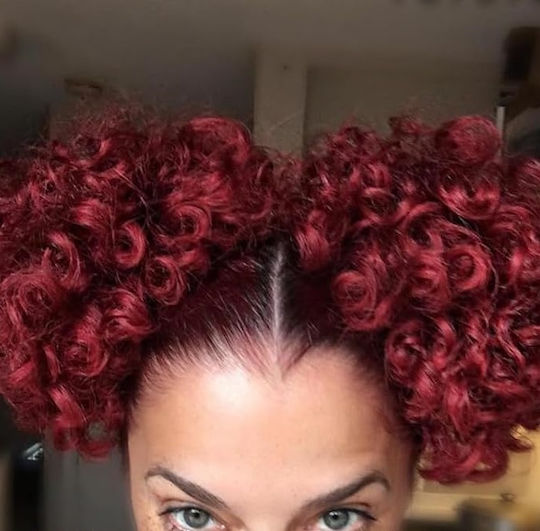 Extension with Natural Hair in Red Color glue