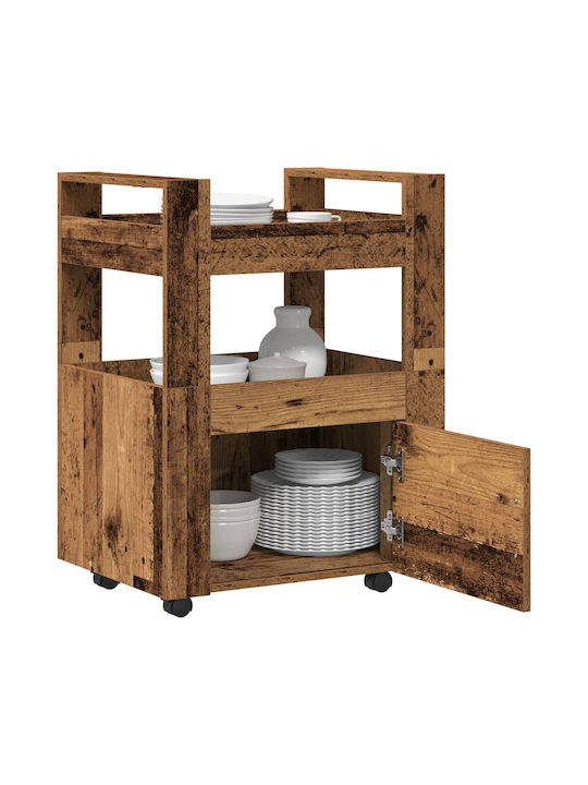vidaXL Wooden Kitchen Trolley 3 Tiers Brown 60x45x80cm