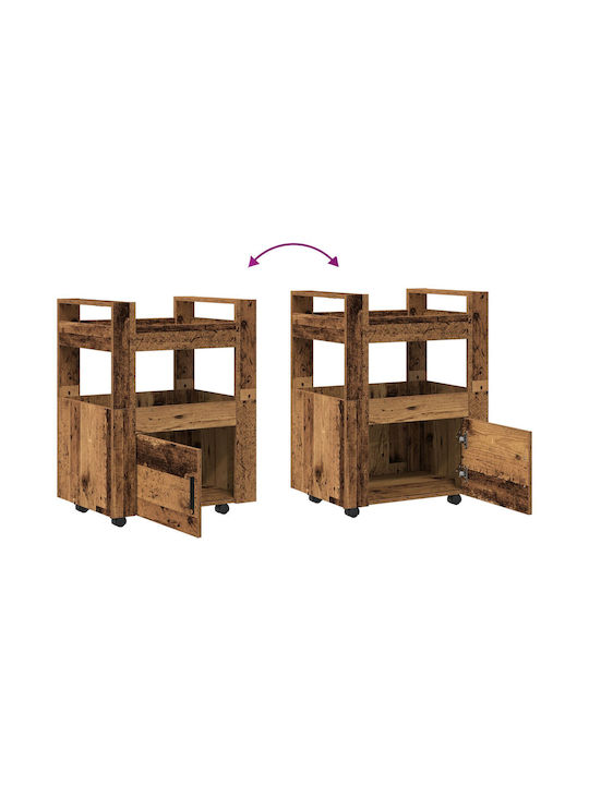 vidaXL Wooden Kitchen Trolley 3 Tiers Brown 60x45x80cm