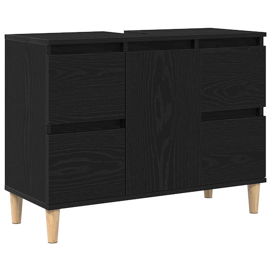 vidaXL Στήλη Μπάνιου Δαπέδου Μ80xΒ33xΥ60cm Μαύρη
