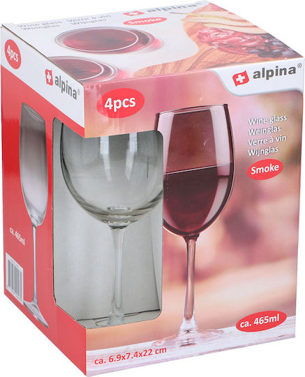Alpina Appliances Set of Glasses for White and Red Wine made of Glass Stemmed 465ml 4pcs