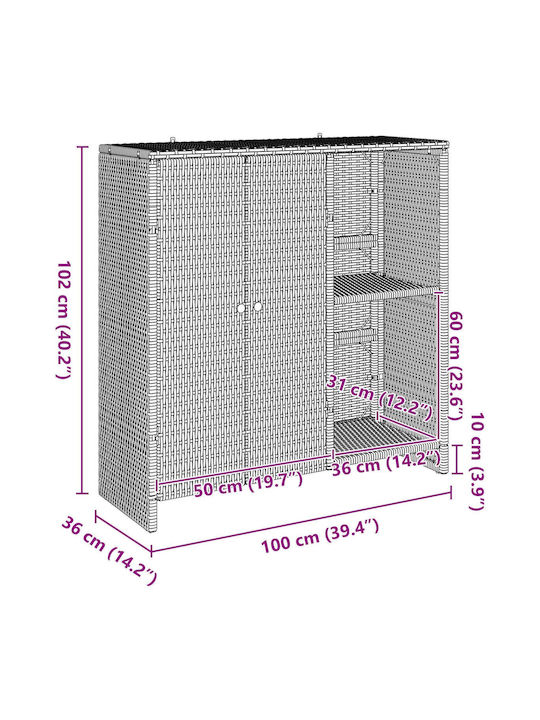 Double Door Wardrobe Plastic 100x36x102cm