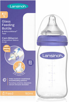 Lansinoh Glass Baby Bottle Anti-Colic with Silicone Nipple 160ml