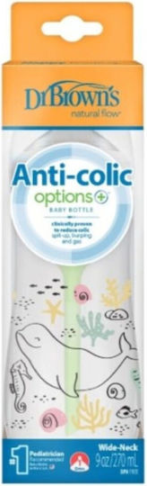 Dr. Brown's Plastic Baby Bottle Natural Flow Options Anti-Colic with Silicone Nipple for 0+, 0+ m, months Whale 270ml