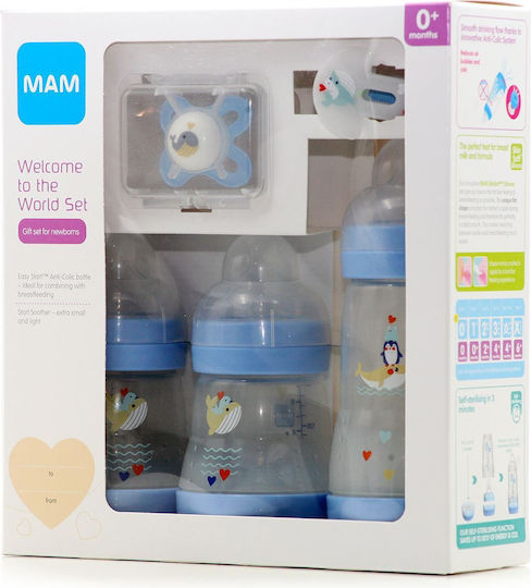 Mam Set Plastic Baby Bottles Better Together Anti-Colic With Silicone Teat For 0+ Months Blue Blue 260ml 5 Pieces