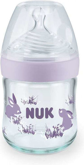 Nuk Glass Baby Bottle Nature Sense Anti-Colic with Silicone Nipple for 0-6 months Gray Dots - Grey 120ml
