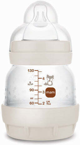 Mam Plastic Baby Bottle Easy Start Anti-colic with Silicone Teat for 0+ Months Beige Elephant - Beige 130ml