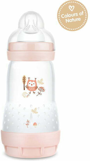 Mam Πλαστικό Μπιμπερό Easy Start Anti-Colic Forest Κατά των Κολικών με Θηλή Σιλικόνης για 2+ μηνών Ροζ Κουκουβάγια - Ροζ 260ml