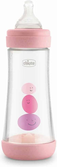 Chicco Plastic Baby Bottle Perfect 5 Anti-Colic with Silicone Nipple for 4+ months Pink Pink 300ml