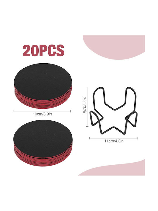 Double-sided Non-slip Felt Coasters Glasses Σουβέρ Ξύλινο Μαύρο 21τμχ