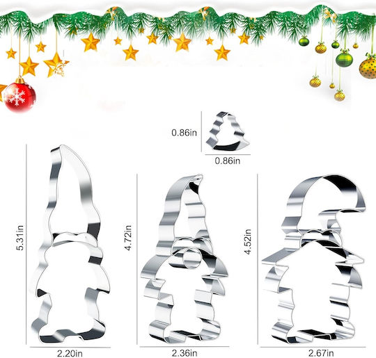 Christmas Cookie Cutter Set 3 Pieces Stainless Steel 13.5cm