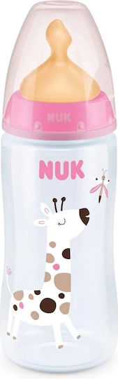 Nuk Plastikflasche Choice Plus Temperature Control Gegen Koliken mit Kautschuksauger für 0-6 Monate Pink Giraffe - Rosa 300ml