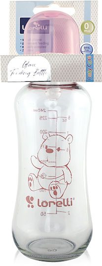 Lorelli Glass Baby Bottle Anti-Colic with Silicone Teat for 0+ Months Pink 240ml