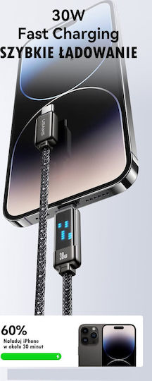Usams USB-C to Lightning Cable 30W Μαύρο 1.2m (SJ743USB01)