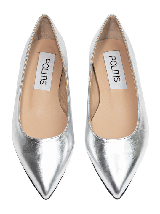 Anatomic Leather Pointy Ballerinas Silver